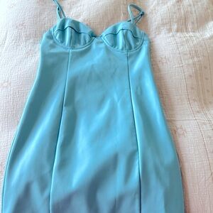 Mint blue pleather mini dress
